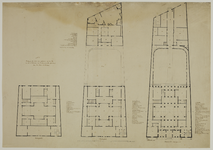 216855 Plattegronden van de begane grond, eerste en tweede verdieping van het ontwerp nr.1 voor de manufacturenwinkel ...